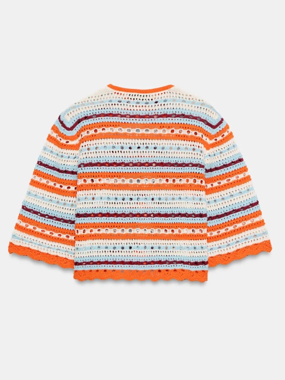 NWT Zara Multicolor Striped Pointelle Cardigan - Size M - Picture 2 of 10